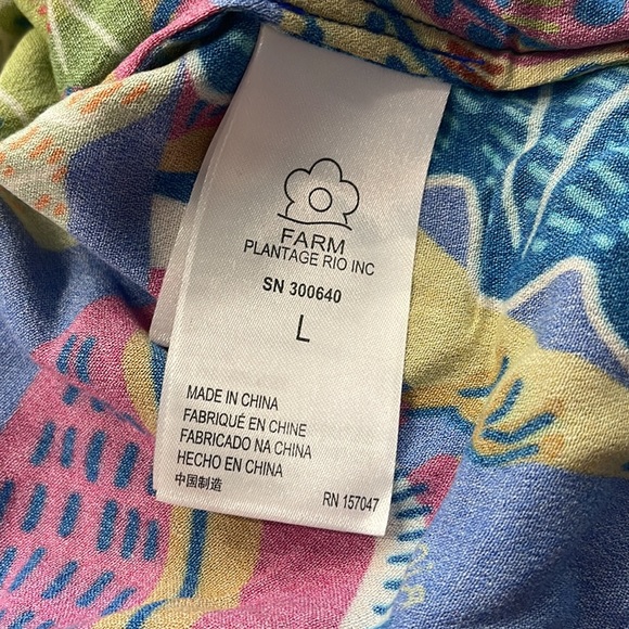 Farm Rio unisex banana parrot Manuelly Mixed Print Shirt button down sz large L - Picture 7 of 9